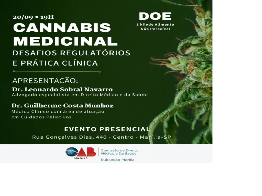 OAB Marília Organiza Evento Sobre Cannabis Medicinal