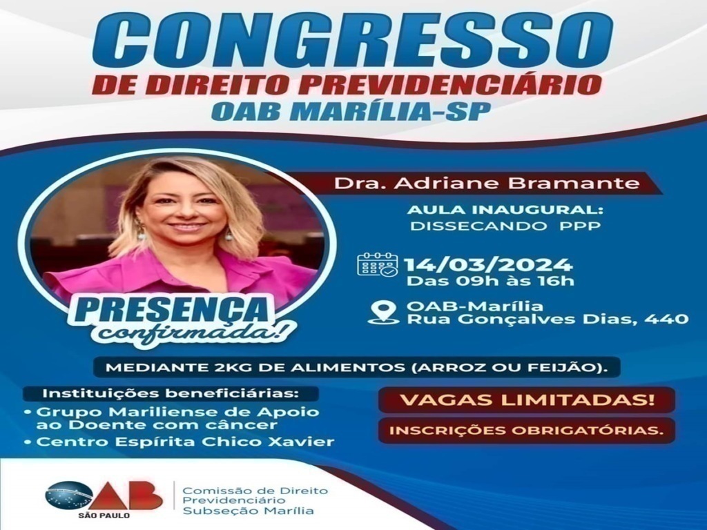 OAB Marília recebe Congresso de Direito Previdênciário