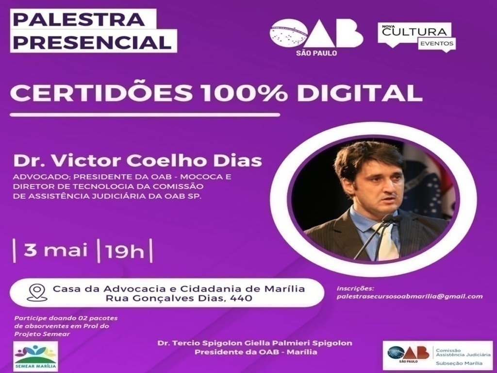 Oab Marília Faz Palestra Sobre Certidões Digitais Em Convênio Com Defensoria