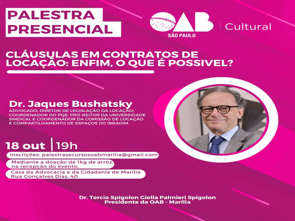 OAB Marília tem palestra sobre cláusulas em contratos de locação